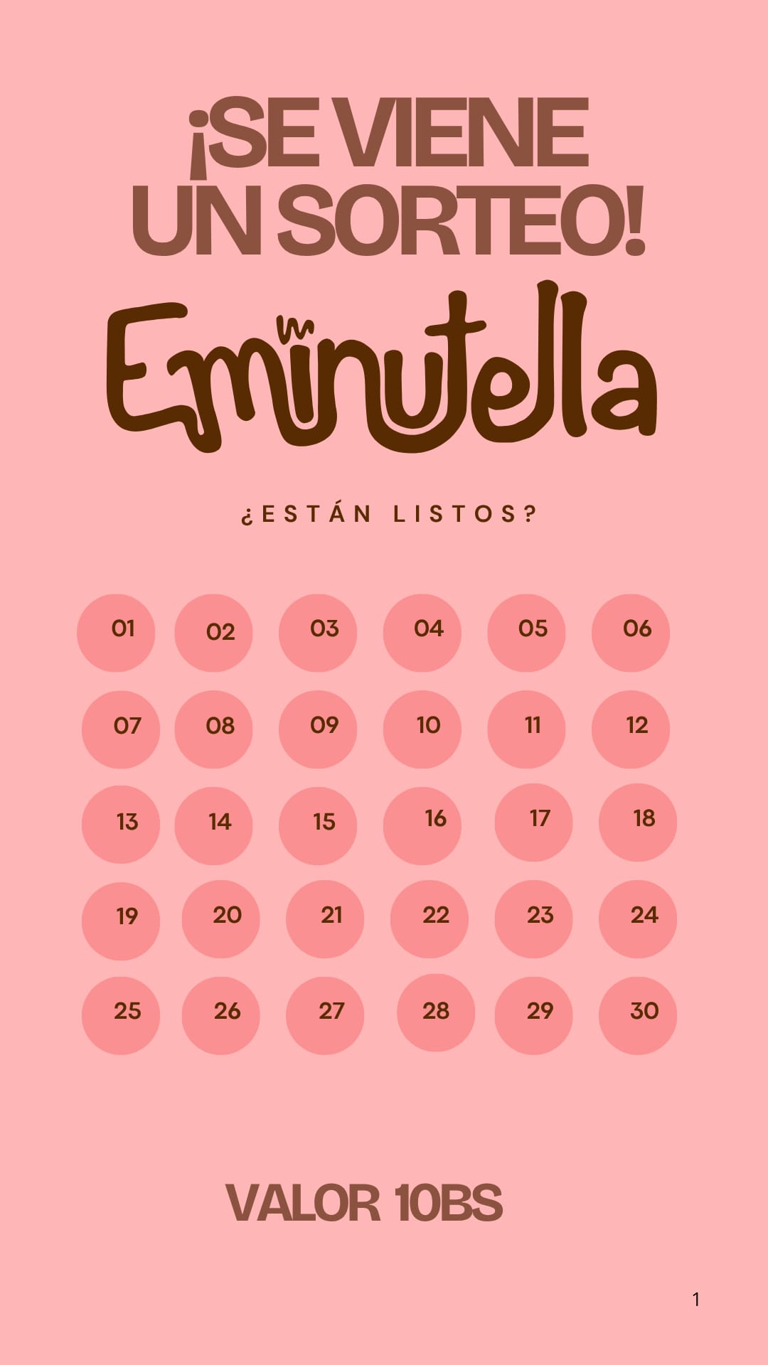 Gráfica rosada de un sorteo de Emmuella con un calendario numerado